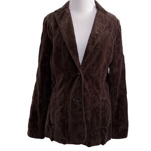 VTG Eddie Bauer Womens Chocolate Brown Velvet Blazer 10 Tall Academia Preppy